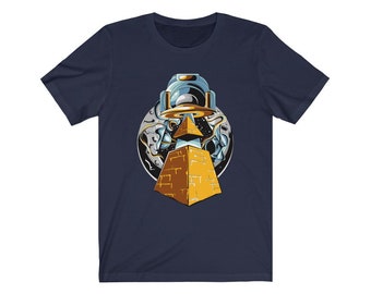 Ancient Pyramid UFO Psychedelic Graphic T-Shirt - Printed Trippy UFO & Ancient Pyramid Tees in Assorted Color Options | Gift for Loved Ones