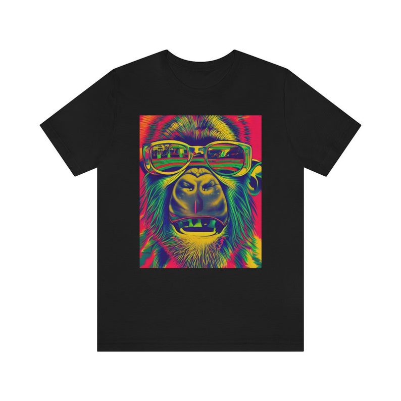 Psychedelic Gorilla T-Shirt - Trippy Gorilla With Sunglasses Shirt image 2
