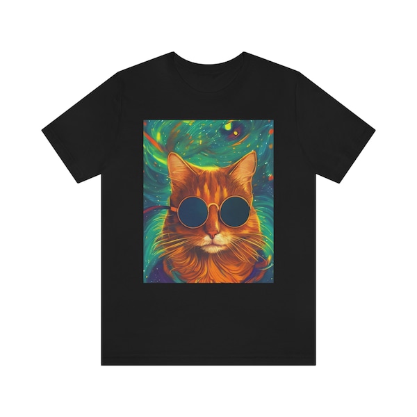 Psychedelic Outer Space Cat - High Quality Psychedelic Graphic Tees Available In Multiple Colors & Sizes | Novelty Graphic Tee Gift