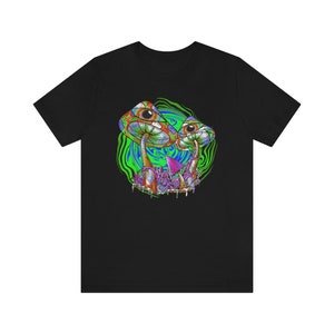 Unisex Trippy Mushroom Graphic T-Shirt - Psychedelic Mushroom Tee in Various Sizes & Colors | Hilarious Stoner Clothes Gift for Potheads