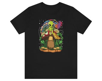 Magic Mushroom Alien - Mushroom UFO Tee in Various Sizes & Colors | Cool Stoner Clothes Gift
