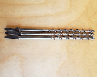 Set of 3 auger bits- Worth #9, #5, and no markings