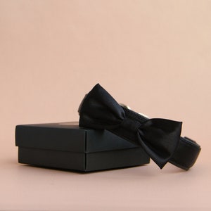 Stylish Black Bow Tie Dog Collar Perfect for Weddings and Special Occasions Adjustable Sizes Available image 1