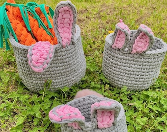 Bunny Toy Basket with Carrot Toy for Dogs, Braided Dog Toys and Toy Basket, Easter Dog Gift, Present For Dogs, Dog Toy Set