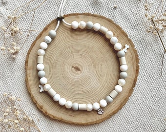 Handcrafted EM-Ceramic Antitick Dog Collar: White Silicone Beads