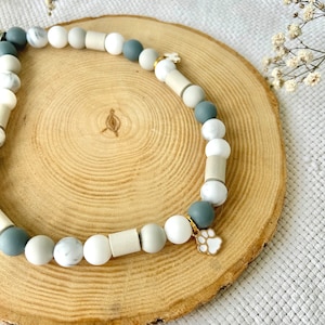 EM-Ceramic Antitick Dog Collar | Handcrafted with EM-Ceramic Pipes and Silicone Beads - Stone