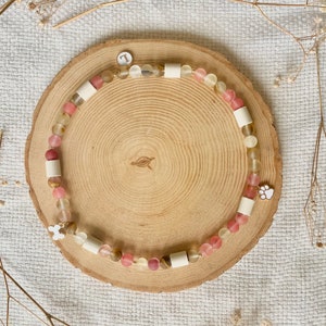 EM-Ceramic Antitick Dog Collar | Handcrafted with EM-Ceramic Pipes and Natural Stone Beads - Cherry