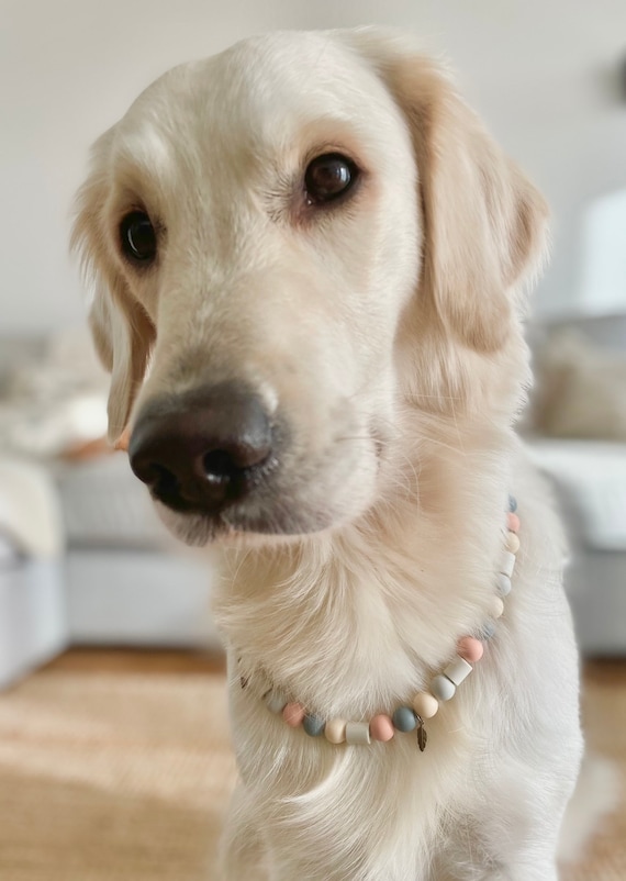Anti Tick Dog Collar Natural, EM-Ceramic Flea & Tick Protection, Boho Tribal Silicone Beaded Collar, Feather Charm, Chemical-Free Handmade