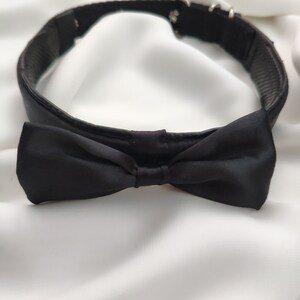 Stylish Black Bow Tie Dog Collar Perfect for Weddings and Special Occasions Adjustable Sizes Available image 4
