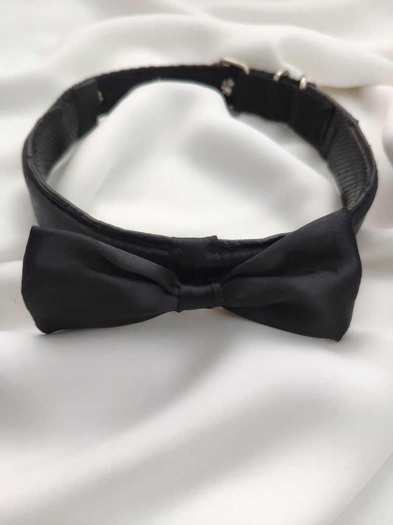 Stylish Black Bow Tie Dog Collar Perfect for Weddings and Special Occasions Adjustable Sizes Available image 4