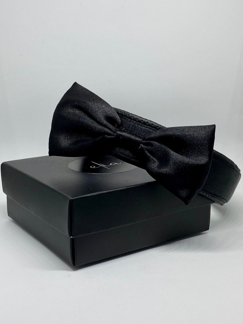 Stylish Black Bow Tie Dog Collar Perfect for Weddings and Special Occasions Adjustable Sizes Available image 9