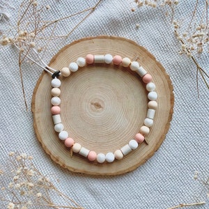 Handcrafted EM-Ceramic Antitick Dog Collar: Peach Silicone Beads