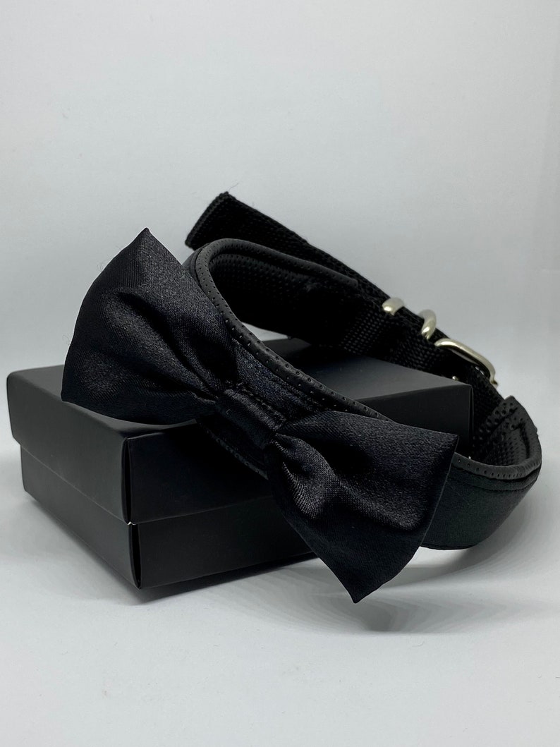 Stylish Black Bow Tie Dog Collar Perfect for Weddings and Special Occasions Adjustable Sizes Available image 3