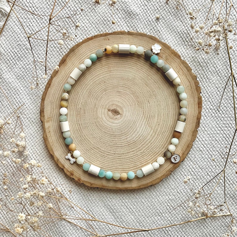 Collier anti-tiques en céramique EM Fabriqué à la main avec des tuyaux en céramique EM et des perles de pierre naturelle Amazonite image 1