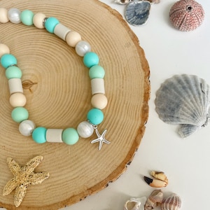 Handcrafted EM-Ceramic Tick Dog Collar: Sea Life Silicone Beads