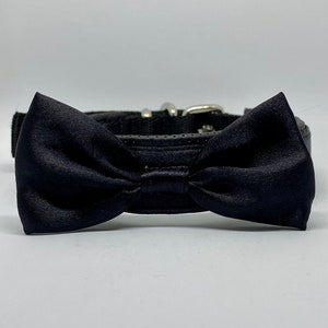 Stylish Black Bow Tie Dog Collar Perfect for Weddings and Special Occasions Adjustable Sizes Available image 10