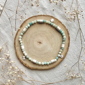 EM-Ceramic Antitick Dog Collar | Handcrafted with EM-Ceramic Pipes and Natural Stone Beads - Aqua