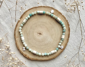 Collier pour chien anti-tiques EM-Ceramic | Fabriqué à la main avec des tuyaux en céramique EM et des perles en pierre naturelle - Aqua