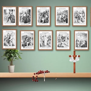 Banner imprimible del Vía Crucis Tarjeta de oración de Cuaresma y Pascua Católica Descarga digital