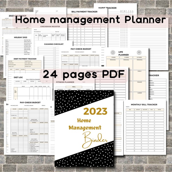 Home Management Binder printable | Household Binder Printable Planner| Life Planner for Home maintenance for 2023