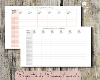Nurse Shift Planner | Hourly To-Do List, Patient Medication (Digital Download)
