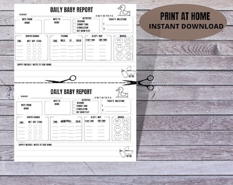 Printable Infant Daily Log | Baby Tracker, Nanny Report (PDF Download)