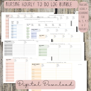 Nursing Report Sheet| Nurse Hourly To-Do Planner| Patient Medication Bundle |Day or Night Shift, To-Do Schedule