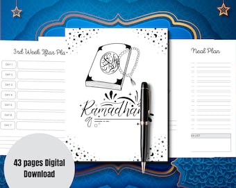 Islamic Ramadan Planner, Daily Prayer, Salat Tracker (Digital Download)