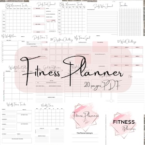 Fitness Planner Printable Bundle | fitness journal workout planner for women| Digital Download PDF A4
