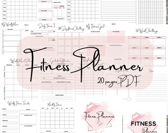 Fitness Planner Printable Bundle | Workout & Meal Tracker (Digital Download PDF A4)