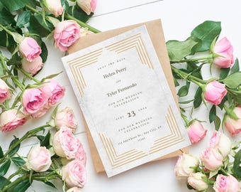 Elegant Wedding Invitation Template, Modern DIY Stationery