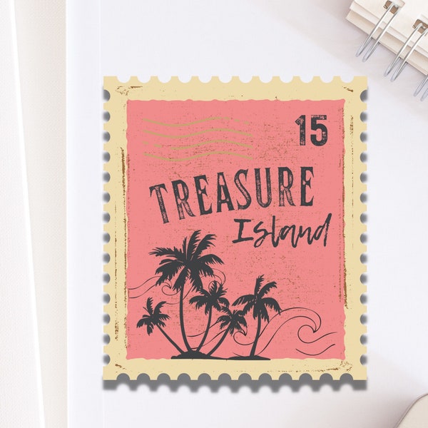 Treasure Island, Florida Souvenir Stamp Sticker for Laptop | Beach Summer Vacation Unique Decal for Scrapbook