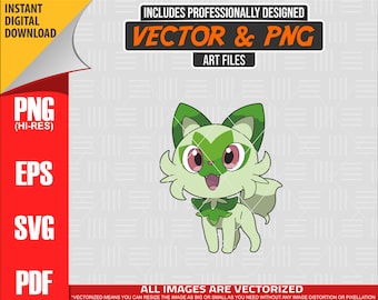 High Quality Pokemon Sprigatito SVG PNG 300 dpi Clipart #TBA