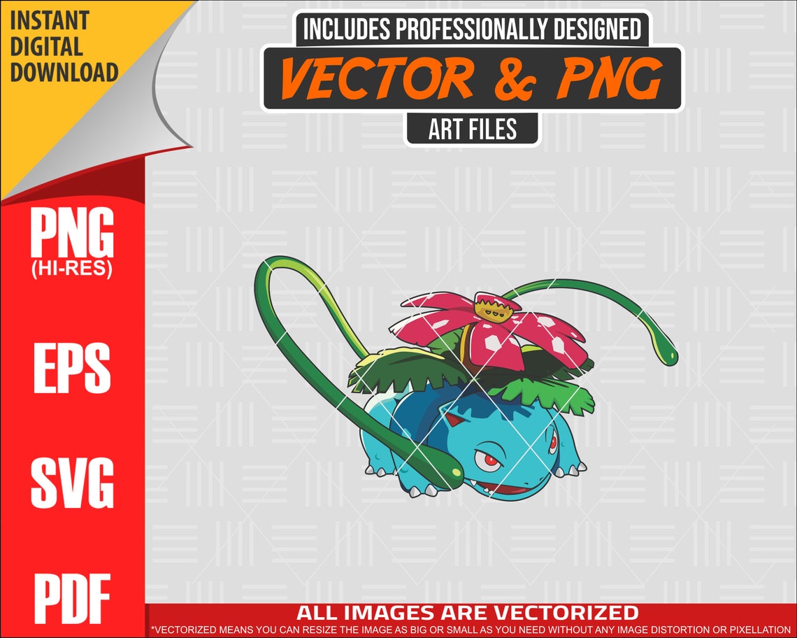 High Quality Pokemon Venusaur SVG PNG 300 Dpi Clipart #003 - Etsy