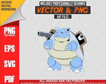 High Quality Pokemon Blastoise SVG PNG 300 dpi Clipart #009