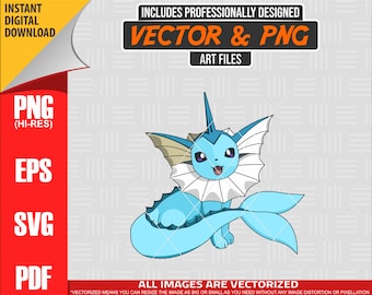 高品質ポケモン シャワーズ SVG PNG 300 dpi クリップアート #134