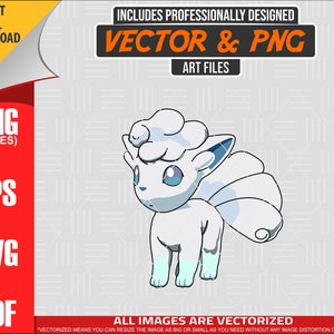 May include: A white and blue cartoon character with a fluffy tail and a cloud-like head. The character is standing on a light gray background.