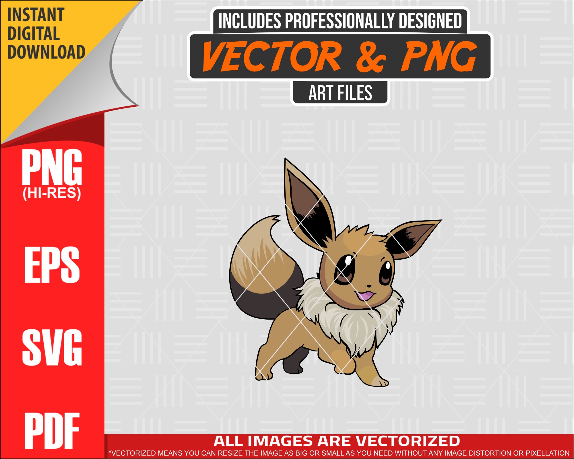 Eevee svg, Eevee png, Eevee vector pack image, Eevee Pokemon