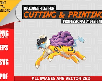 High Quality Pokemon Raikou SVG PNG 300 Dpi Clipart 243 