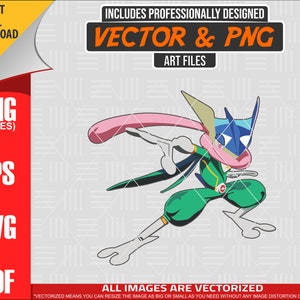 May include: A digital illustration of a green, blue, and pink Pokémon character in a fighting pose. The character is wearing a green and white outfit with a pink scarf. The background is a gray and white checkered pattern.