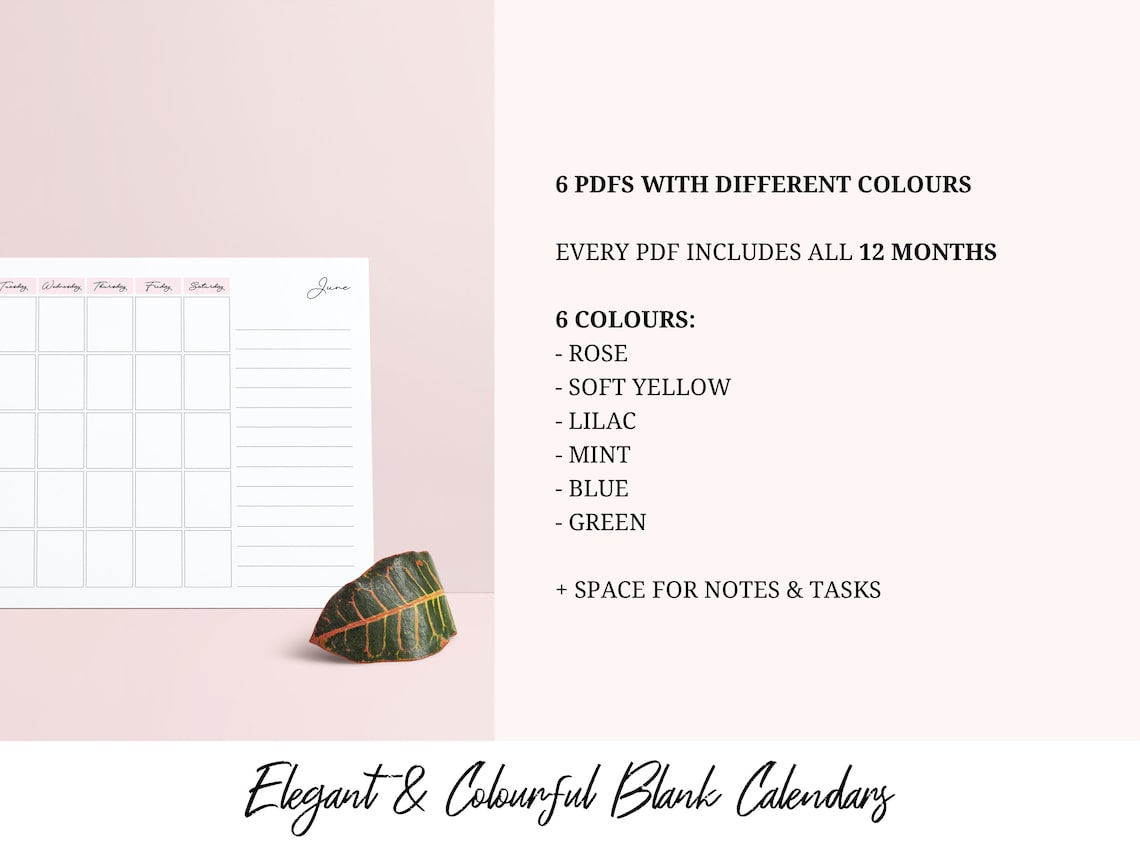 Printable Monthly Blank Calendar / A4 Printable Calendar / - Etsy