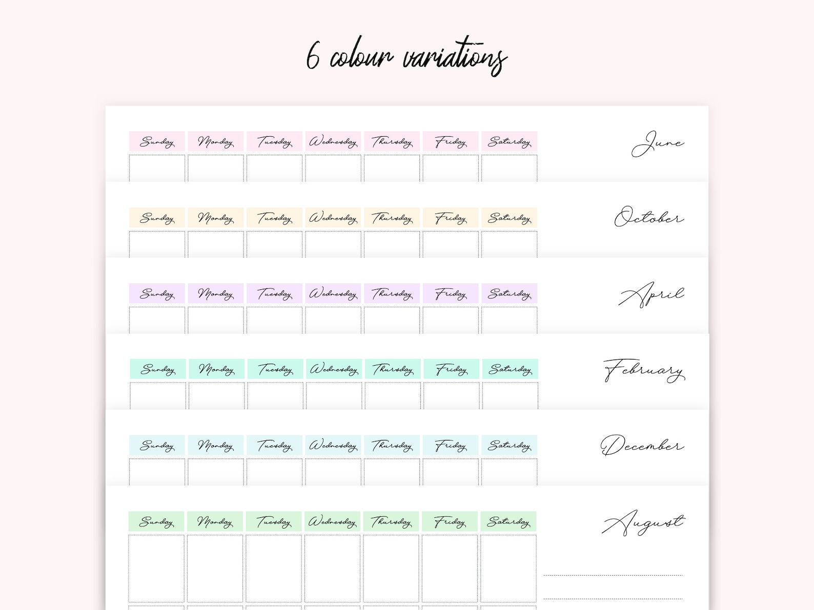 Printable Monthly Blank Calendar / A4 Printable Calendar / Printable ...