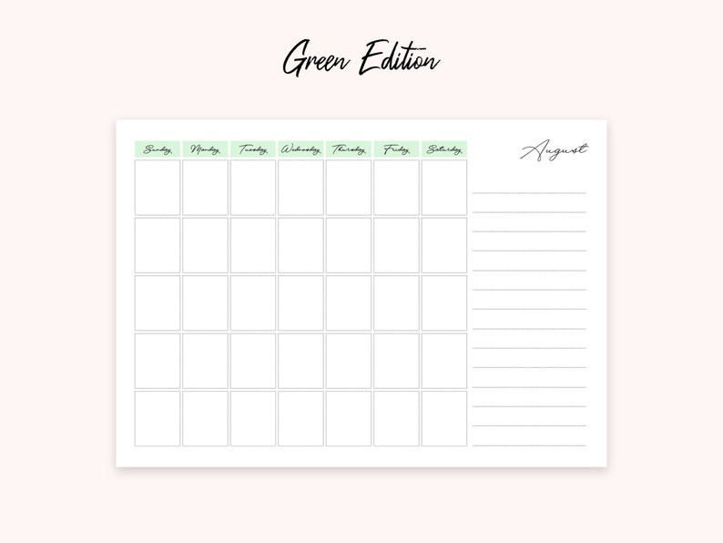 Printable Monthly Blank Calendar / A4 Printable Calendar / - Etsy