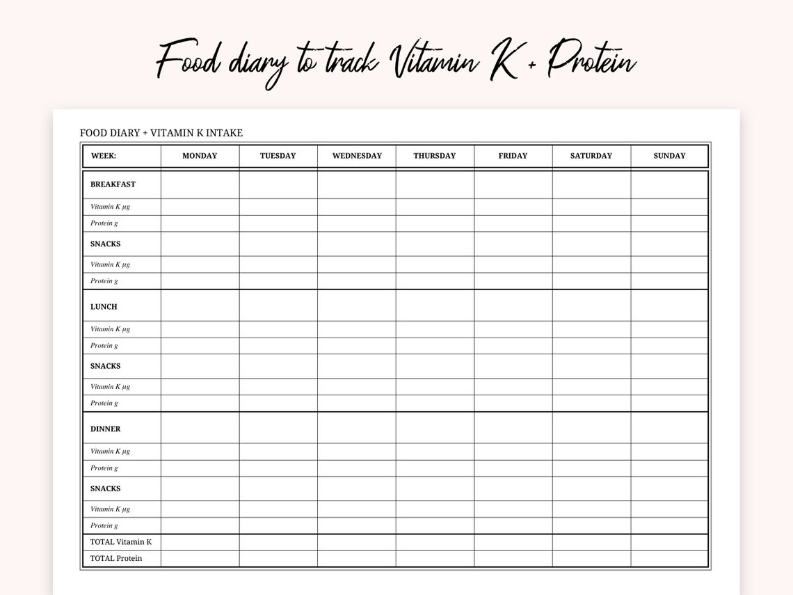 PT INR Log Book Printable, Inr Tracker, INR Anticoagulant Medication ...