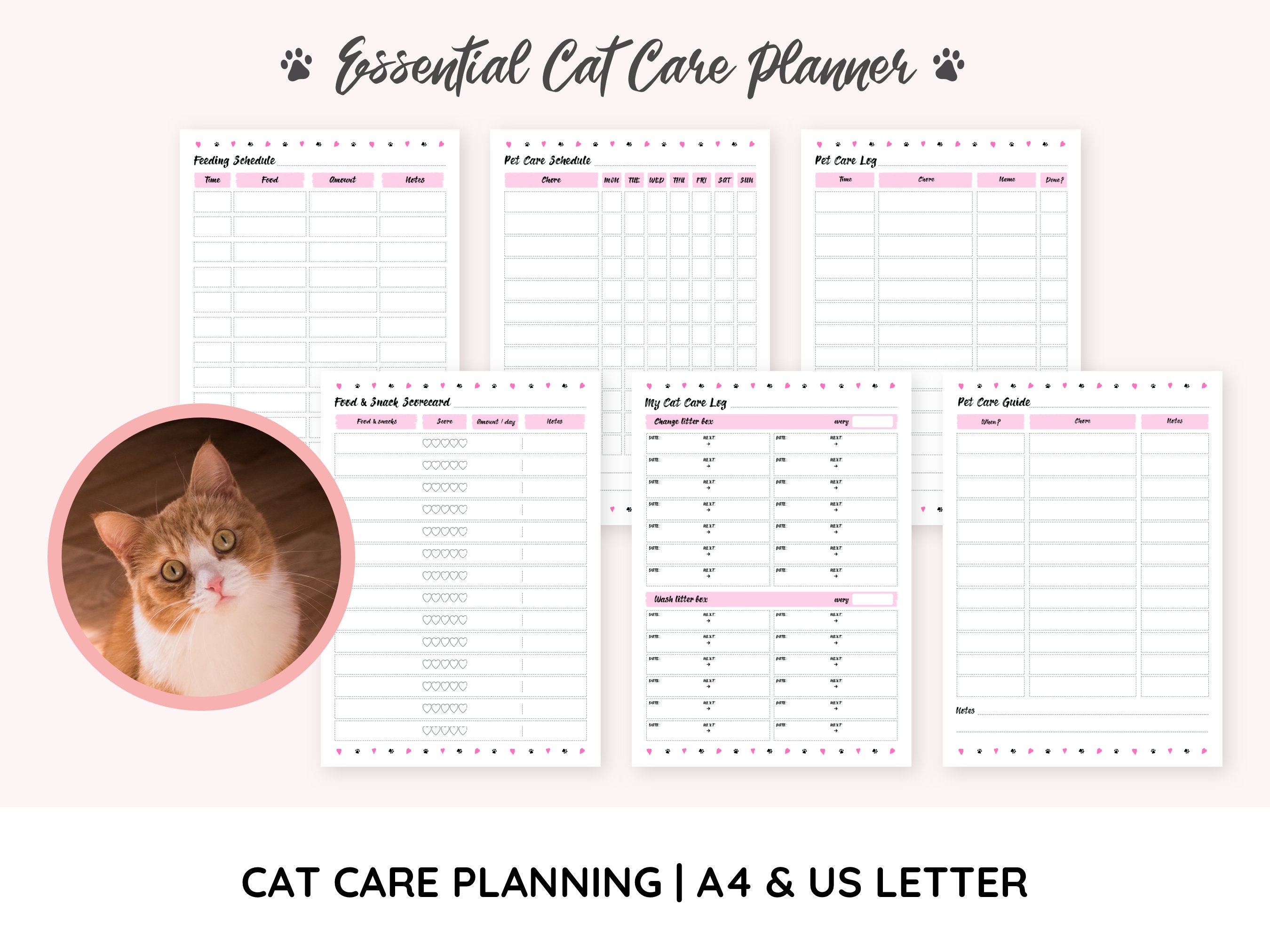 Essential Pet Care Planner | Instant Download | PDF Printable | A4 + US Letter | Cat + Dog | Pet ...