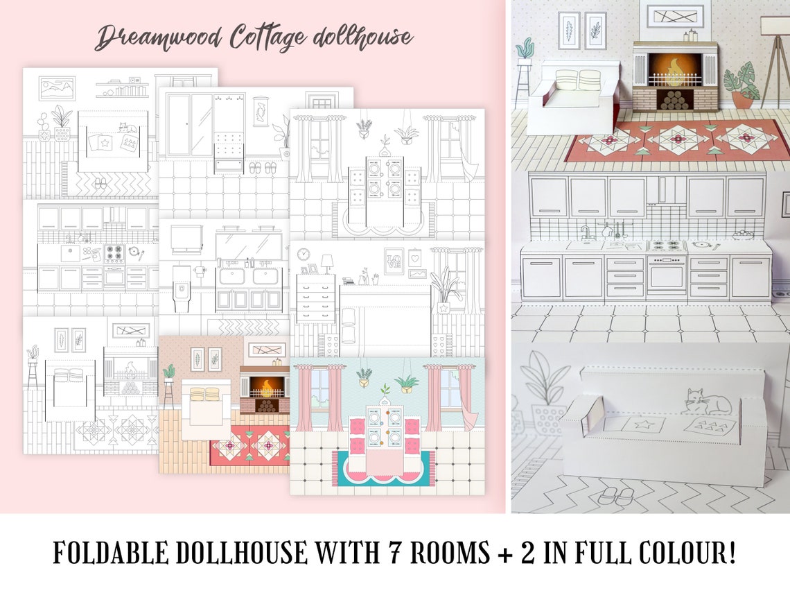 Printable Paper Dollhouse Template Doll House Girl Toys Etsy Canada