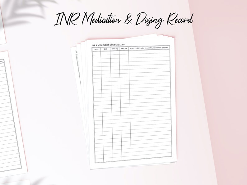 PT INR Log Book Printable, Inr Tracker, INR Anticoagulant Medication ...