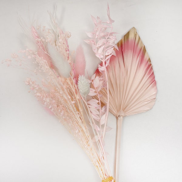 Pink - Gold  Palm Spear Dried Flowers Cake Decorations  Cake Topper Flower Arrangement