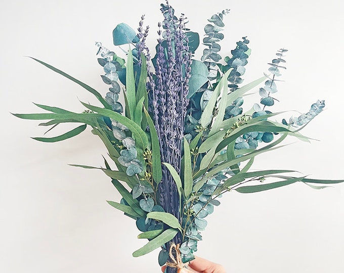 73pcs Eucalyptus shower Bouquet for Aromatherapy and Home decor -mixed Eucalyptus and Lavender  for Livingroom - Dried Flower Bouquet