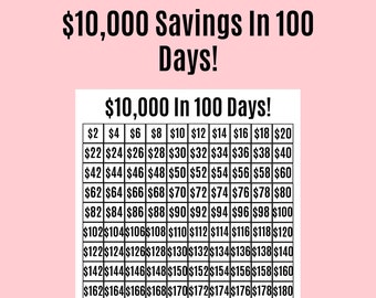 20,000 Money Saving Challenge Printable / Save 20,000 in 100 Days